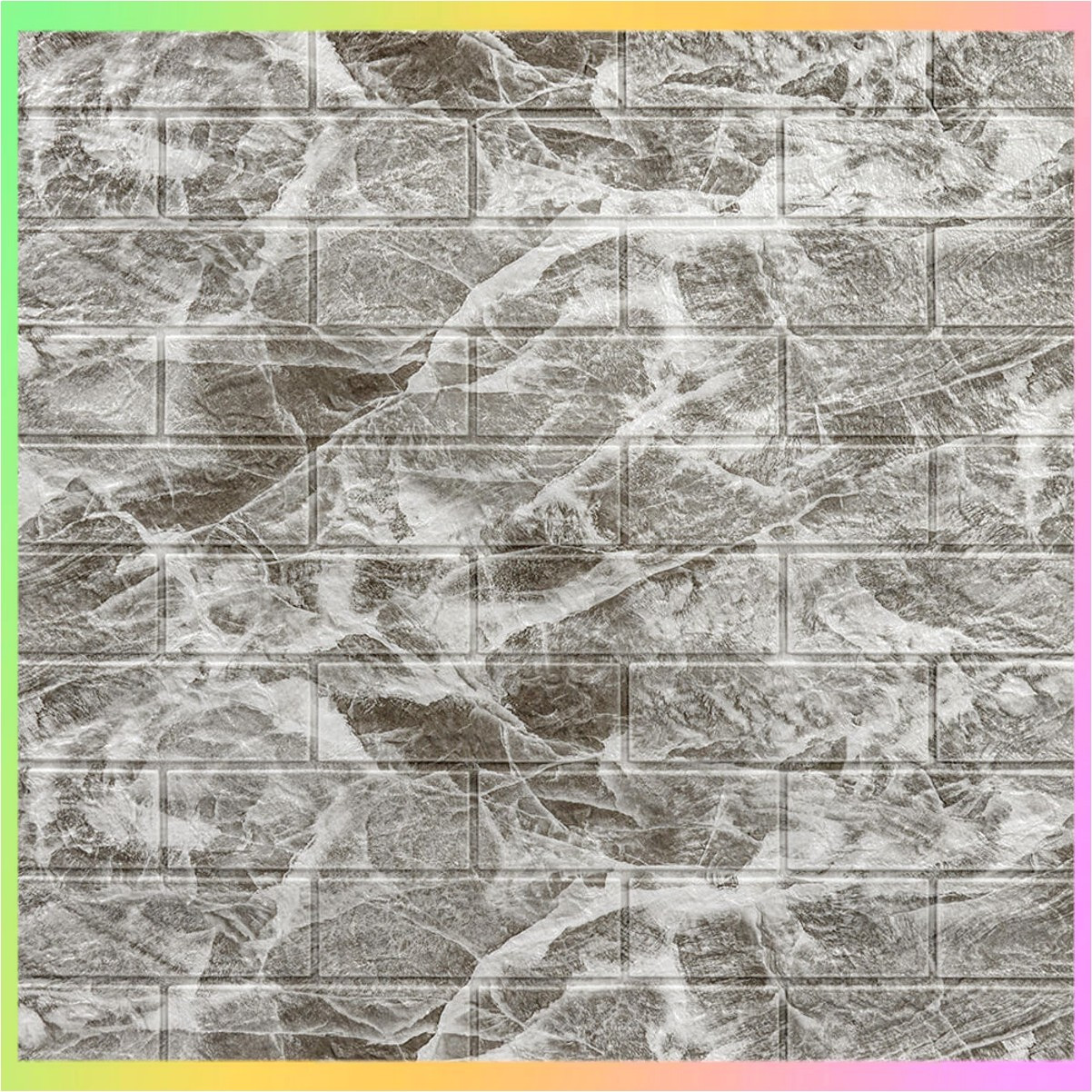 Декоративна панель 3D чорний мармур, що самоклеїться під цеглу, 700x770 мм інтер'єрний декор для стін, фото 1