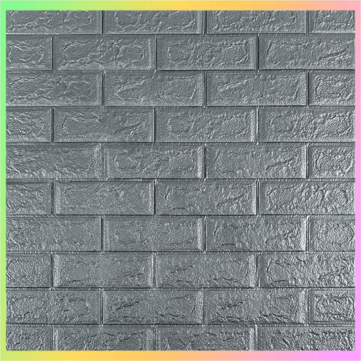 Самоклеючі панелі 3D для стін цегла срібляста декоративне покриття інтер'єрний декор 70х77 см, фото 1