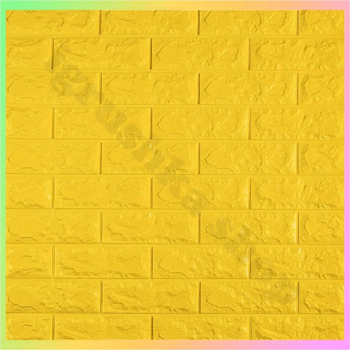 Самоклеюча 3D панель цегла жовта для декорування стін теплоізоляція приміщень 70x77 см вінілове оздоблення, фото 1