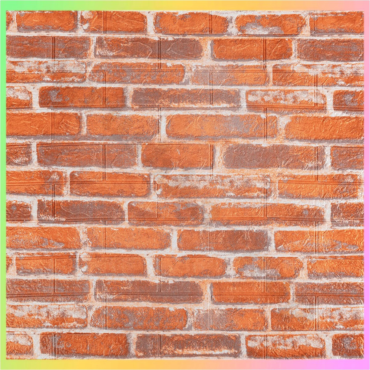 Декоративна самоклеюча 3D панель для стін внутрішнього оздоблення Руда цегла 70x77 см ППП, фото 1