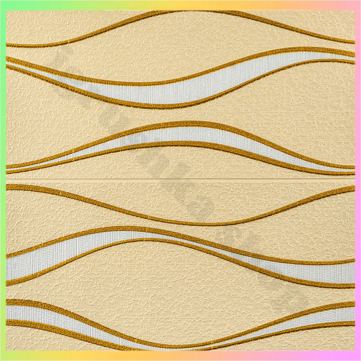 Самоклеюча 3D панель золоті хвилі для стін стелі шумоізоляція утеплення декор інтер'єру спінений поліпропілен 700х700 мм, фото 1