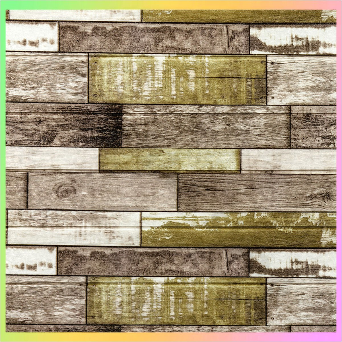 Самоклеюча 3D панель під дерево сіро-коричневого кольору 70х70 см для стін в інтер'єрі в ванній кімнаті., фото 1