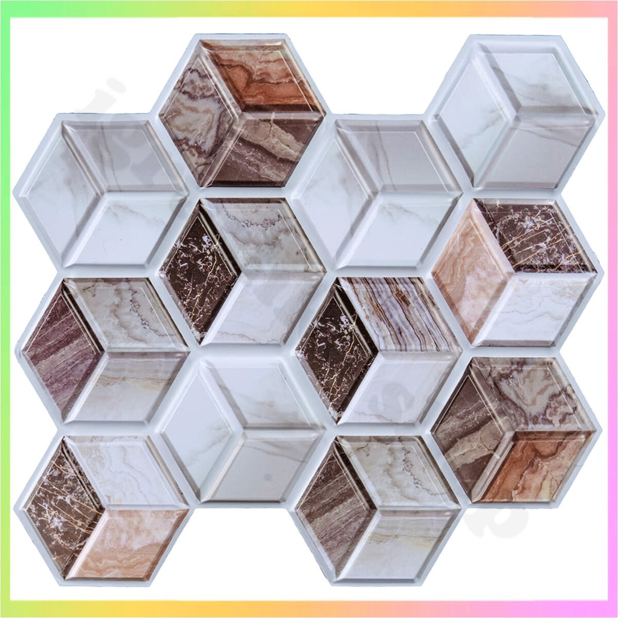 Декоративна самоклеюча плитка ПВХ 3D куби для стін стель, фото 1