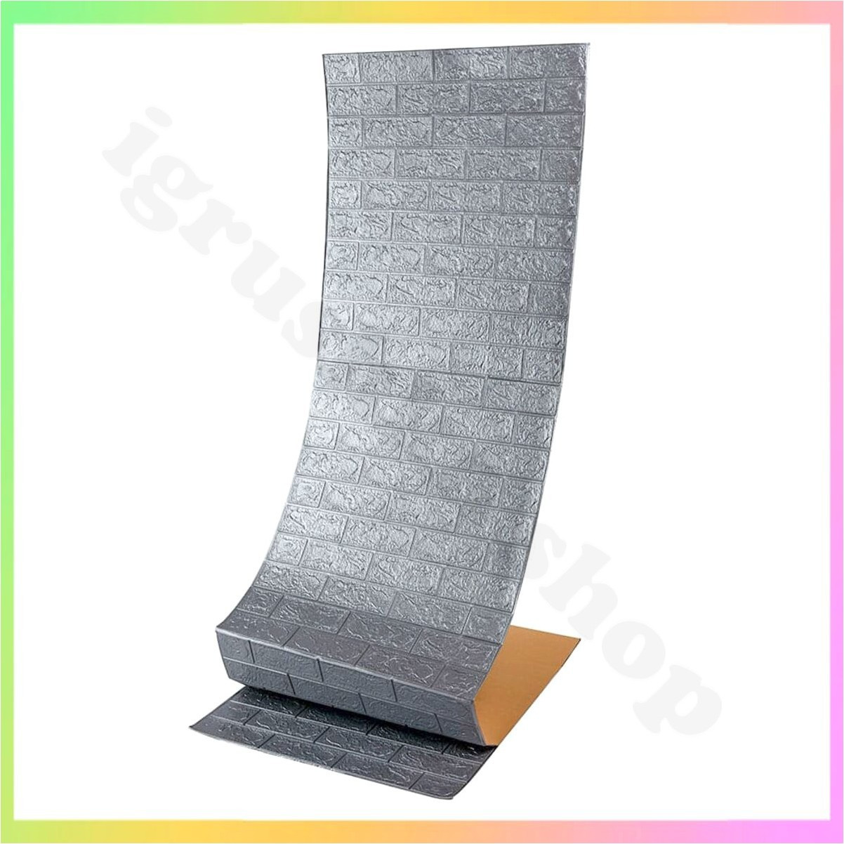 Самоклеюча 3D панель під срібну цеглу рулон 19600х70х2 см для стін в інтер'єрі квартири та офісу, фото 1