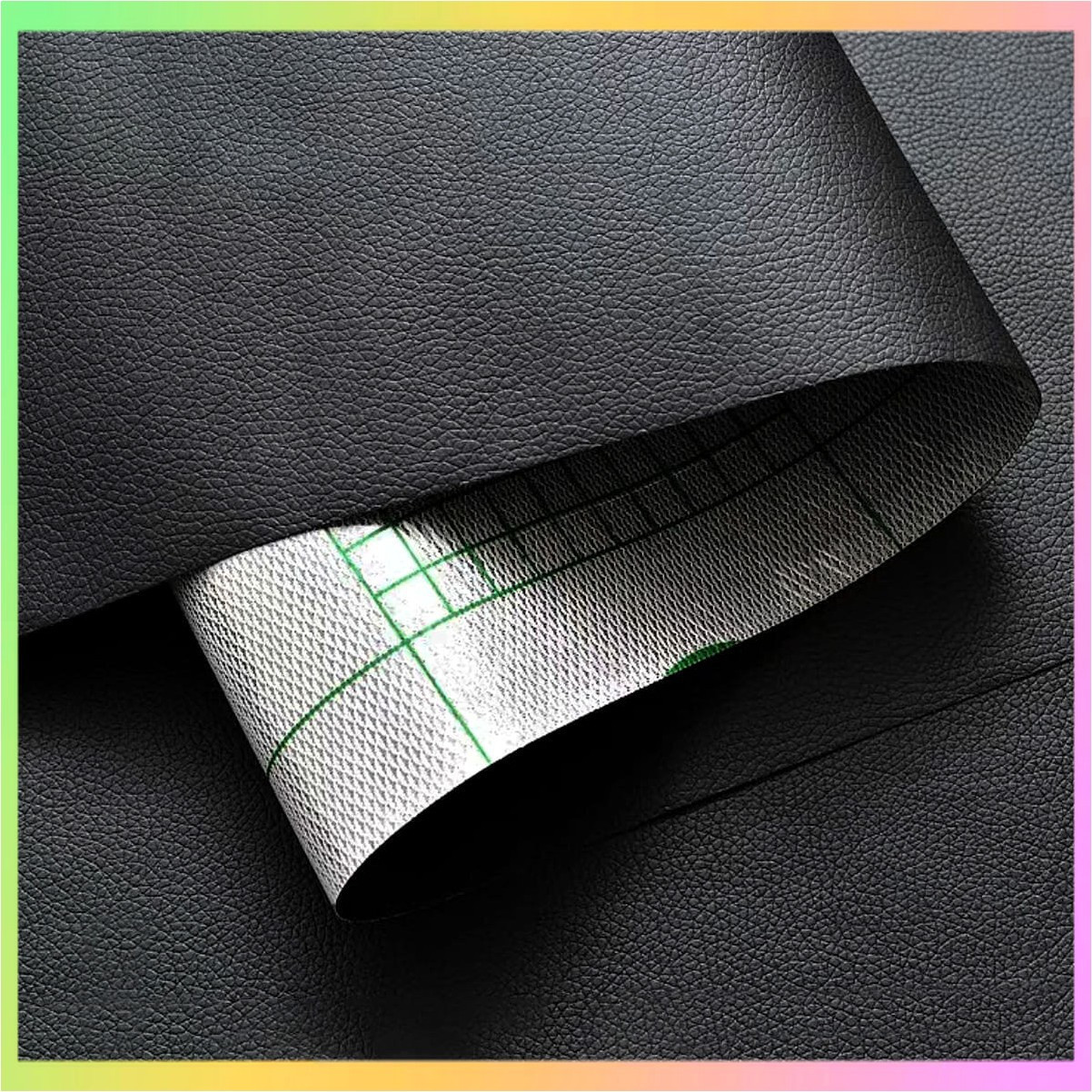 Самоклеюча екошкіра для ремонту меблів та автомобілів чорна рельєфна вологостійка 137х100 см 05 мм довговічна, фото 1