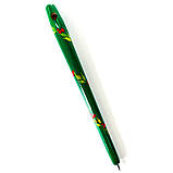 Ручка кулькова Петриківський розпис подарункова дерев'яна КВІТИ УКРАЇНИ синій стрижень Український сувенір, фото 4