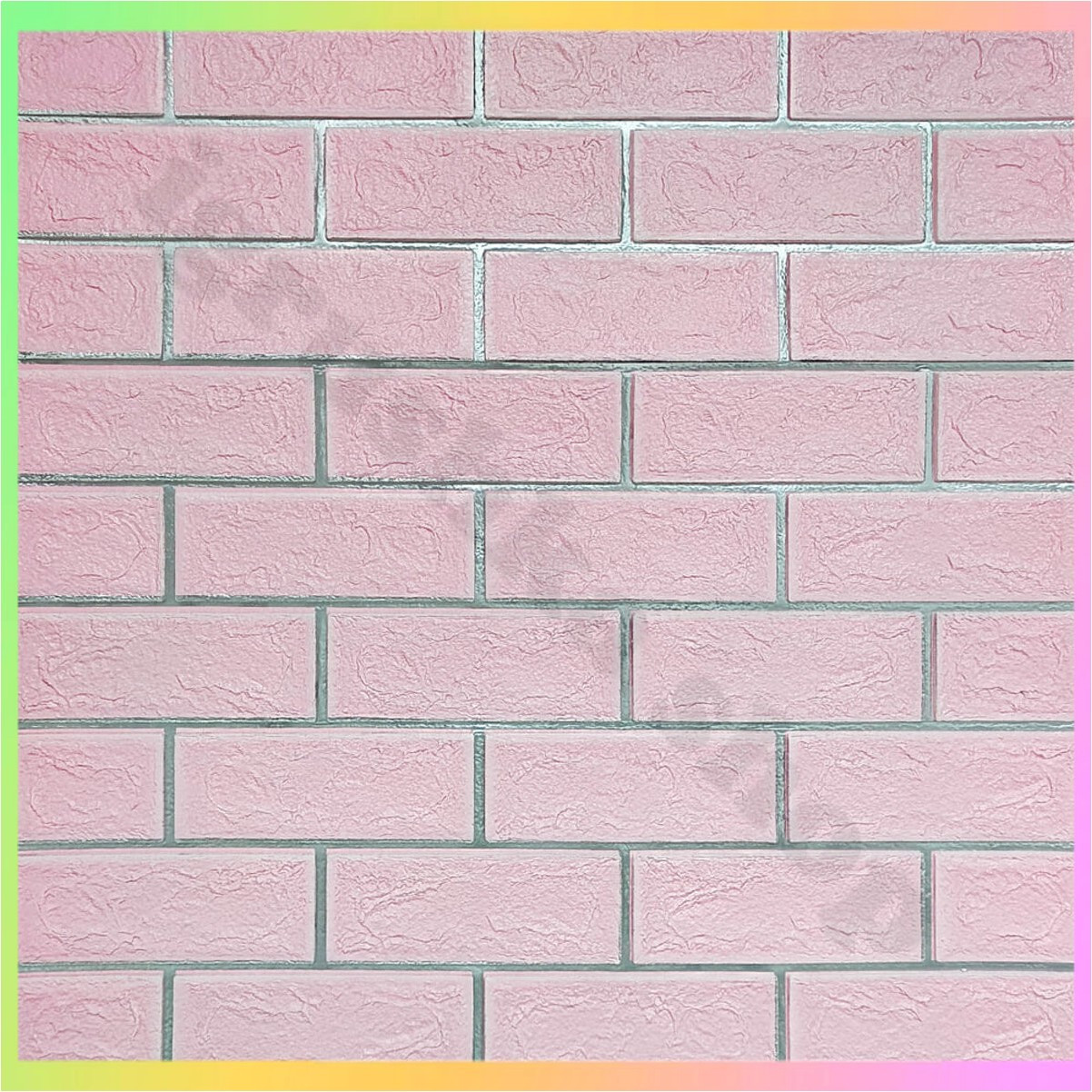 Самоклеючі 3D панелі для стін Рожева цегла зі сріблом 70х70х5 см декоративне покриття інтер'єру стін, фото 1
