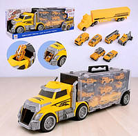 Дитячий трейлер з машинками 6 машинок, ігровий набір Машинки 6 штук з тягачем