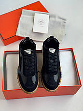 Жіночі чорні шкіряні кросівки Hermes Jet кеди Ермес, фото 4