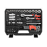 Набір торцевих та викруткових насадок і комбінованих ключів квадрат 1/4"/ 3/8" з аксесуарами 92 шт. Yato YT-38785, фото 3