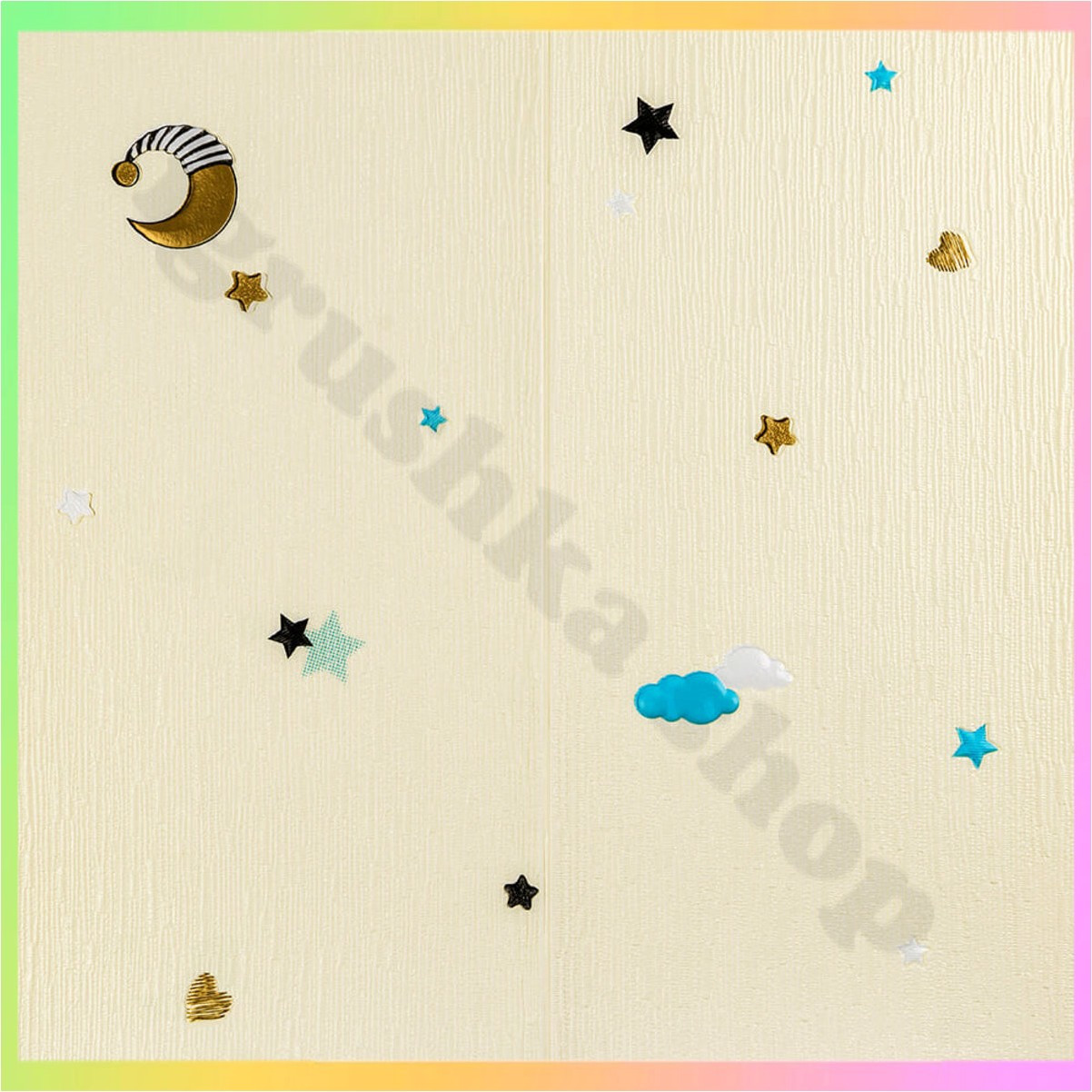 Самоклеючі 3D панелі для стін зоряне небо бежевий фон декор інтер'єр 70х70 см облицювання стін, фото 1