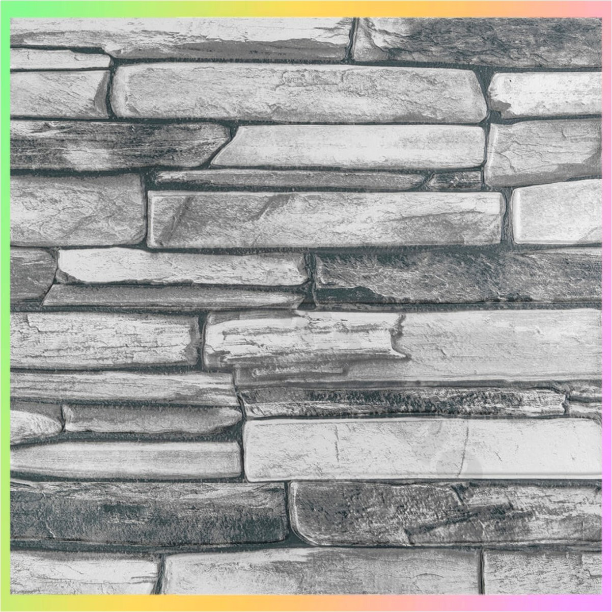 Стінові панелі 3D самоклеючі сірий сланець для декору стін теплоізоляції приміщень 68х68х4 см, фото 1