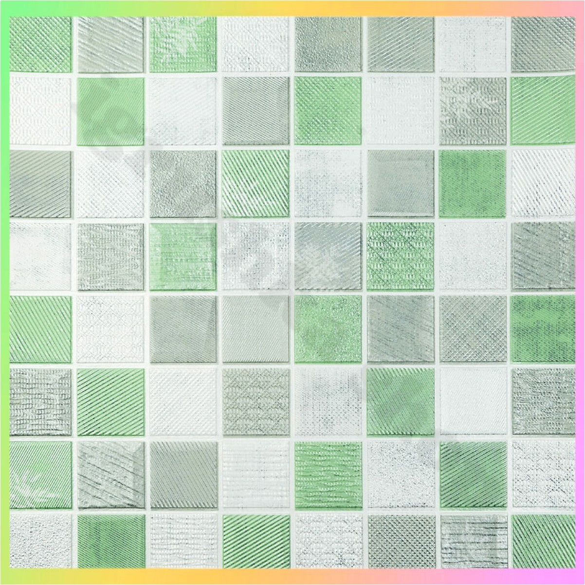 Самоклеючі 3D панелі для стін декоративні мозаїка зелена легкі міцні 70х70 см для оздоблення стін, фото 1