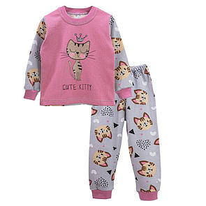 Тепла дитяча піжама для дівчинки з принтом Кішечки