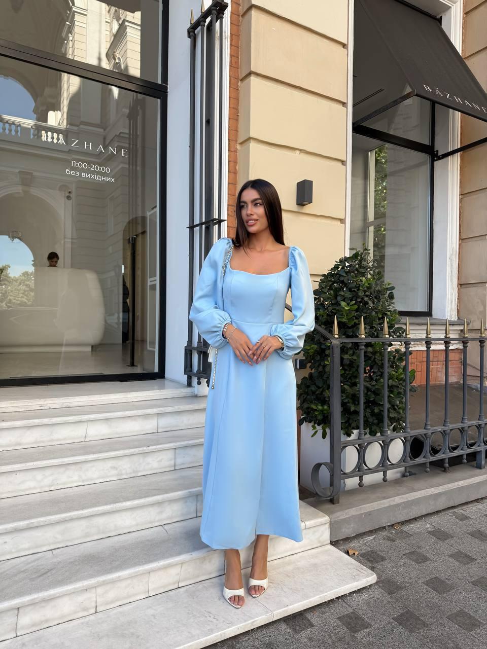 Сукня з костюмки Модель: 1531-239 Колір: чорний, блакитний, фото 1