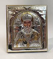 Серебряная икона Святого Николая 11х13см