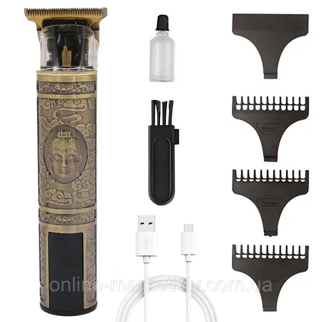 Акумуляторний тример для стрижки волосся + 3 насадки, CB-916 / Тример для бороди / Чоловіча машинка для волосся, фото 1