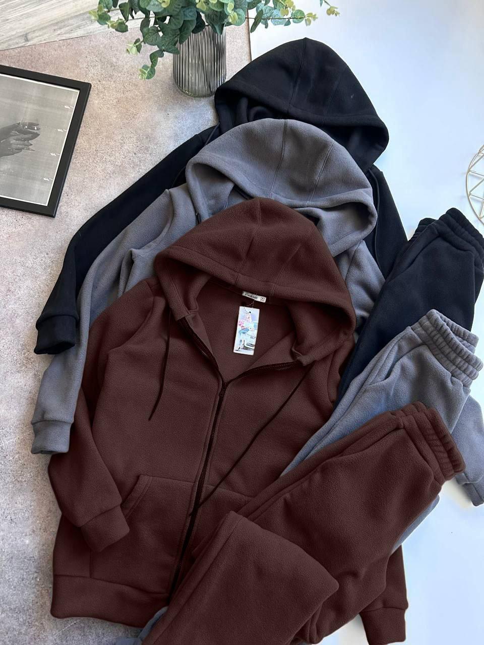 Костюм з щільного двостороннього флісу Модель: 1531-213 Колір: чорний, графіт, шоколад, фото 1