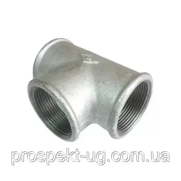 Трійник чавунний оцинкований Ду100 (4") ВР рівнопрохідний, фото 1