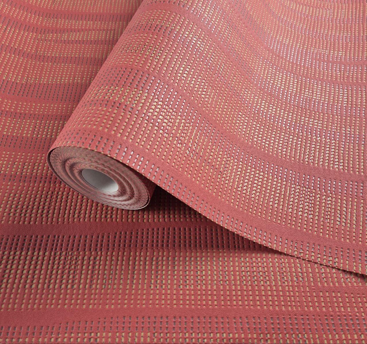 Шпалери вінілові на флізеліні 0.53 × 10.05 м Marburg 57227, теракотово-червоні для спальні, вітальні, коридору, фото 1