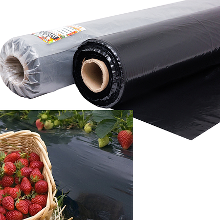 Плівка 30 мікрон 0,8*500м чорна для мульчування полуниці, фото 1