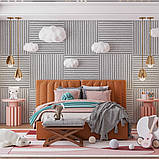 Самоклеючі тривимірні панелі для стін 680х670х5мм біло-срібні пористий поліпропілен декорування інтер'єру, фото 6