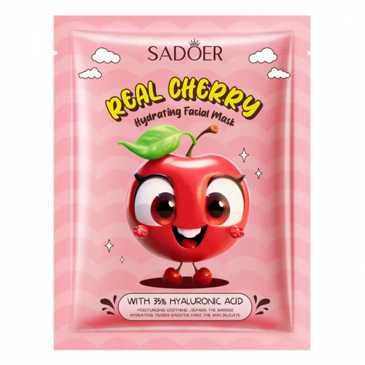 Тканинна маска для обличчя SADOER Real Cherry Hyaluronic Acid зволожуюча, живильна 25 г