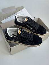 Жіночі чорні шкіряні кросівки кеди Golden Goose Super-Star з білою зіркою, фото 3