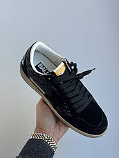 Жіночі чорні шкіряні кросівки кеди Golden Goose Super-Star з білою зіркою, фото 4