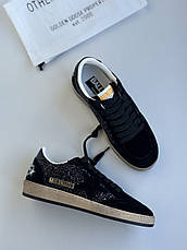 Жіночі чорні шкіряні кросівки кеди Golden Goose Super-Star з білою зіркою, фото 2