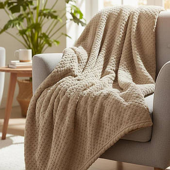 Плед із мікрофібри, 200×220 см, Akustik bordo, Бордовий / Покрывало на ліжко / Плед-покривало