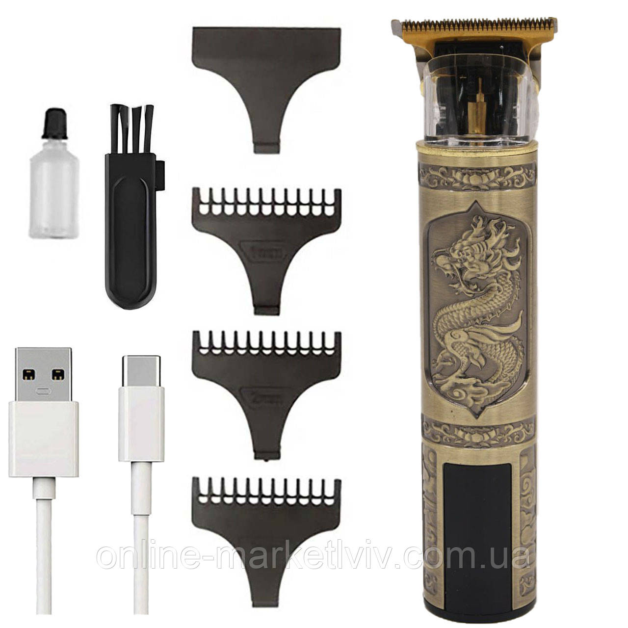 Професійний триммер для стрижки волосся + 3 насадки, CB-915 / Чоловічий триммер для бороди / Акумуляторна машинка для стрижки, фото 1