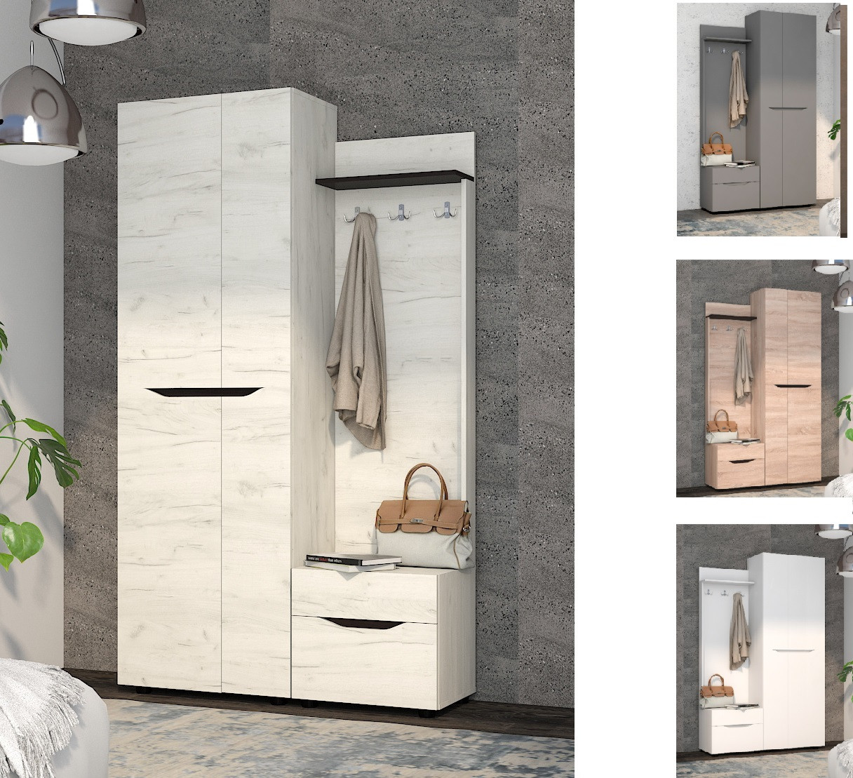 Передпокій Аякс з шафою антрацит 115х37.6х200 см, фото 1