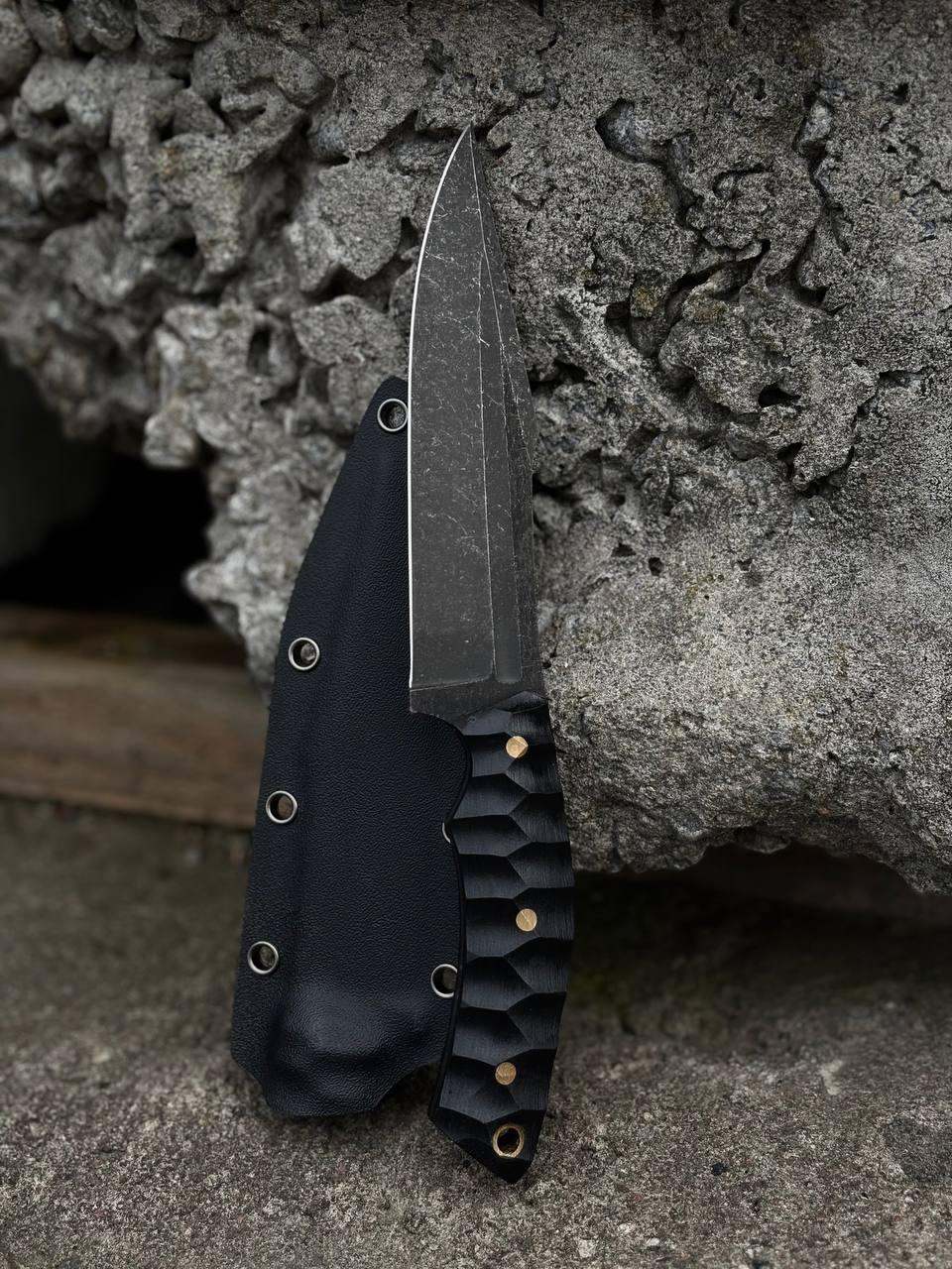 Тактичний ніж ручної роботи «Клик #2» з піхвами з кайдексу Х12МФ/60 HRC., фото 1