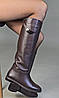 Чоботи труби жіночі зимові шкіряні коричневого кольору, фото 7