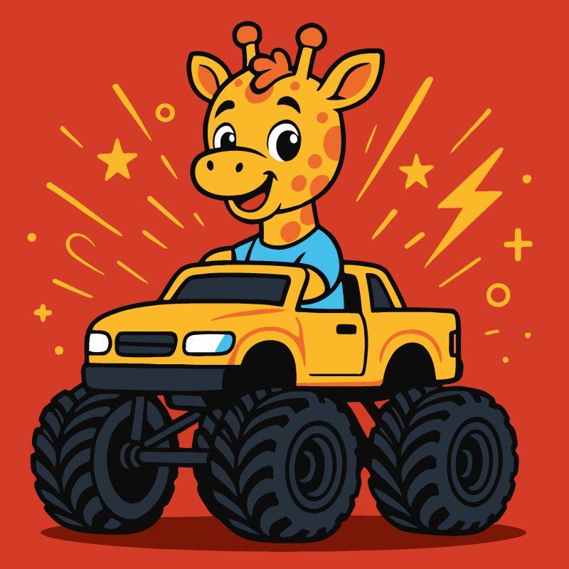 Картина за номерами для дітей "Жираф на машині" 25х25см, термопакет, ТМ Ідейка, Україна, фото 1
