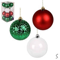 Набір куль 8см 16шт білий,зелений,червоний №9791(12)