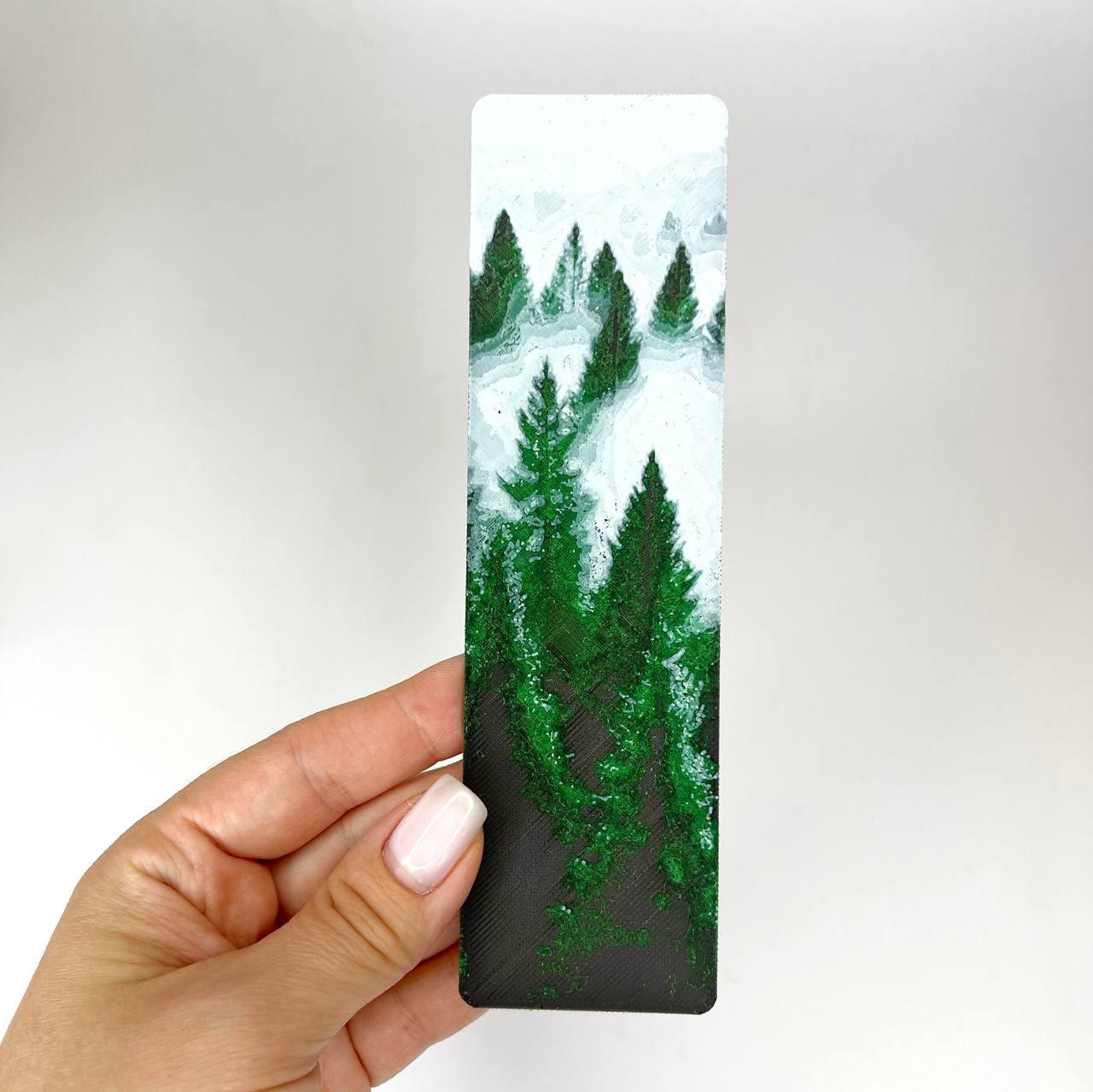 Пластикова 3D закладка для книги Finding Сніжний ліс об'ємне зображення Зелений 16 × 4.5 см