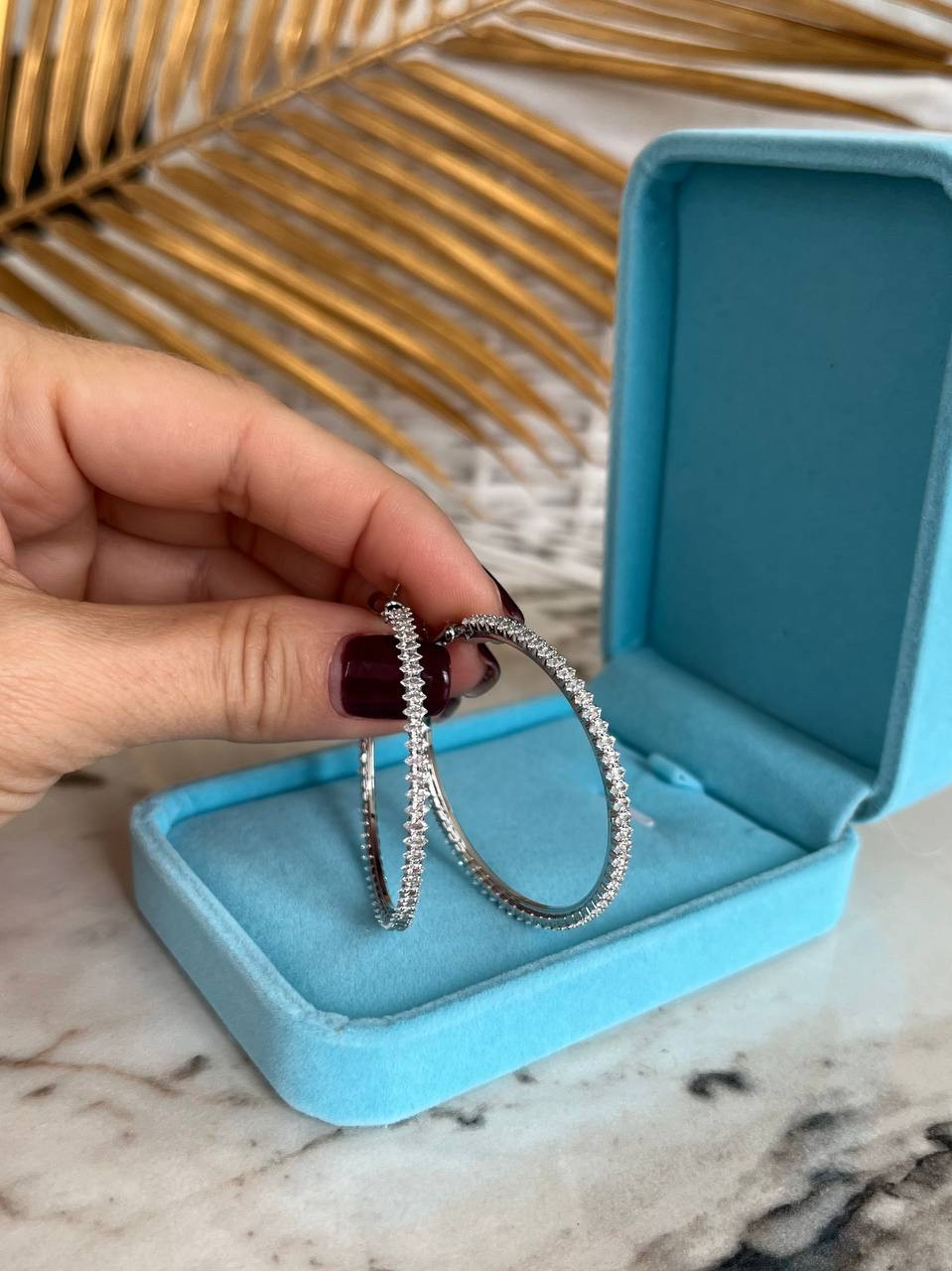 Сережки кільця посріблення з цирконами, фото 1