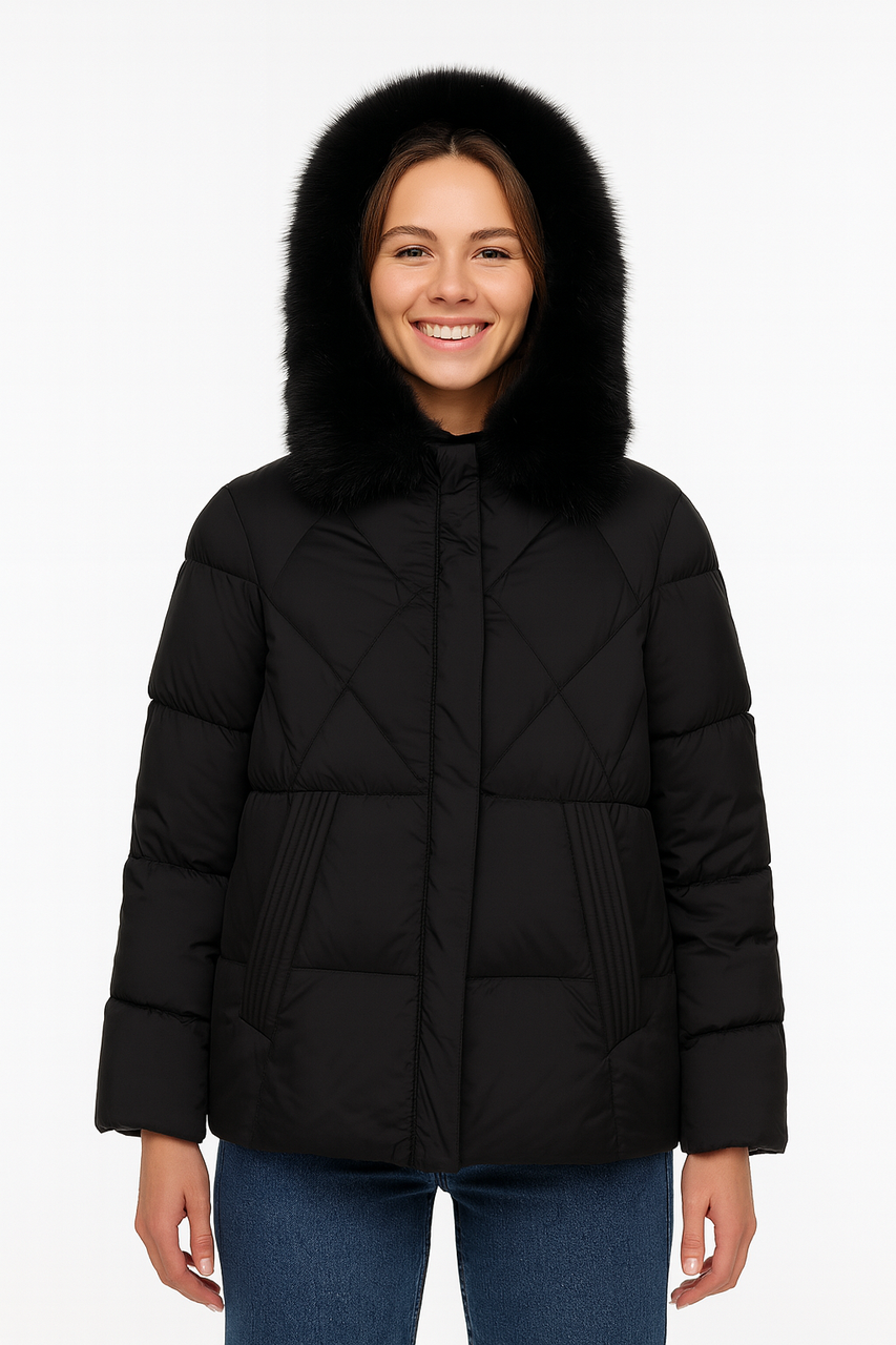 Куртка жіноча стьобана демісезонна чорна батал (6777), фото 1