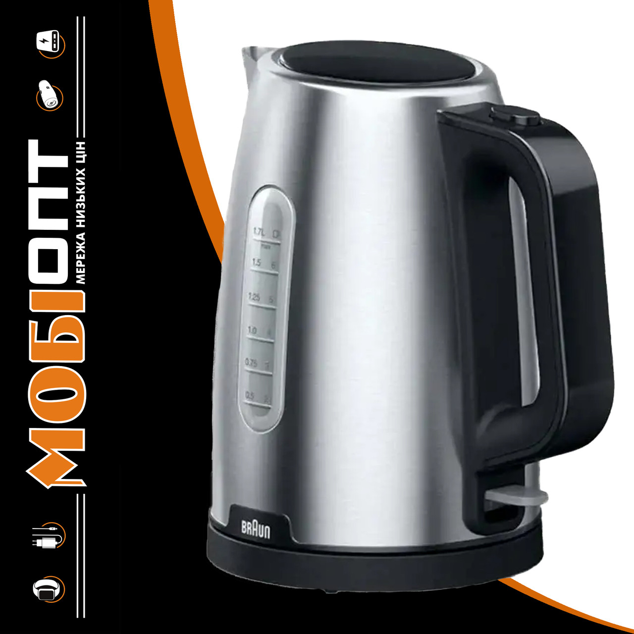 Електрочайник Braun PurShine WK1500BK Black/stainless steel UA