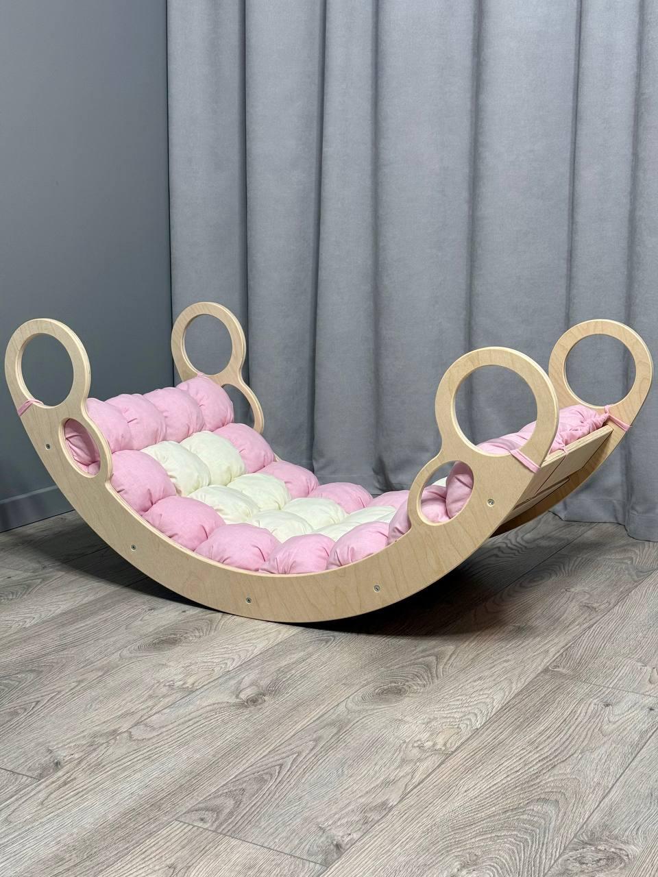 Дитяче ліжечко качалка з матрасиком 51 БОНБОН, дитяча качалка, качалка для дітей, балансир, дитяча гойдалка балансир, качалка, фото 1