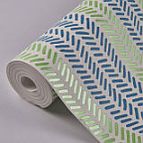 Шпалери вініл на флізеліні 0.53 × 10.05 м Marburg 57150, молочні з блакитно-салатовим малюнком для спальні, вітальні, коридору, фото 3