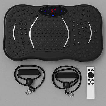 Віброплатформа з 2 еспандерами + пульт, до 150кг / Фітнес платформа для вправ на все тіло