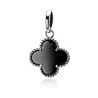 Срібна Підвіска кулон Конюшина з Чорною керамікою срібло 925 проби Родоване 89106ч 1.99г