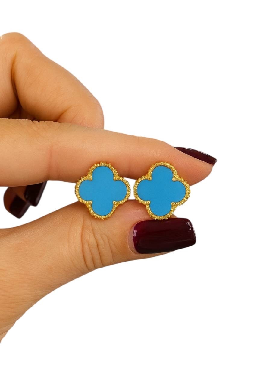 Сережки сині на замочку в лимонному золоті, фото 1