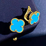 Сережки сині на замочку в лимонному золоті, фото 5