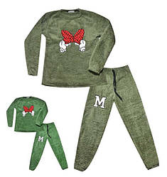 Комплект утеплений для дівчинки: світшот + штани, малюнок Міні, махра, Happy (розмір 140)