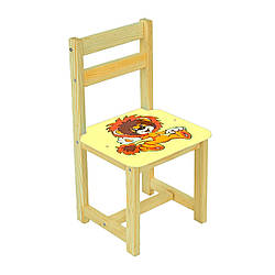 Дитячий дерев'яний стілець зі спинкою "Лев" (жовтий) МАСЯ 4044