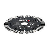 Диск відрізний алмазний по залізобетону і камінню Ø=125/22.2х2.4 мм в мокрому і сухому режимі Yato YT-59900, фото 2